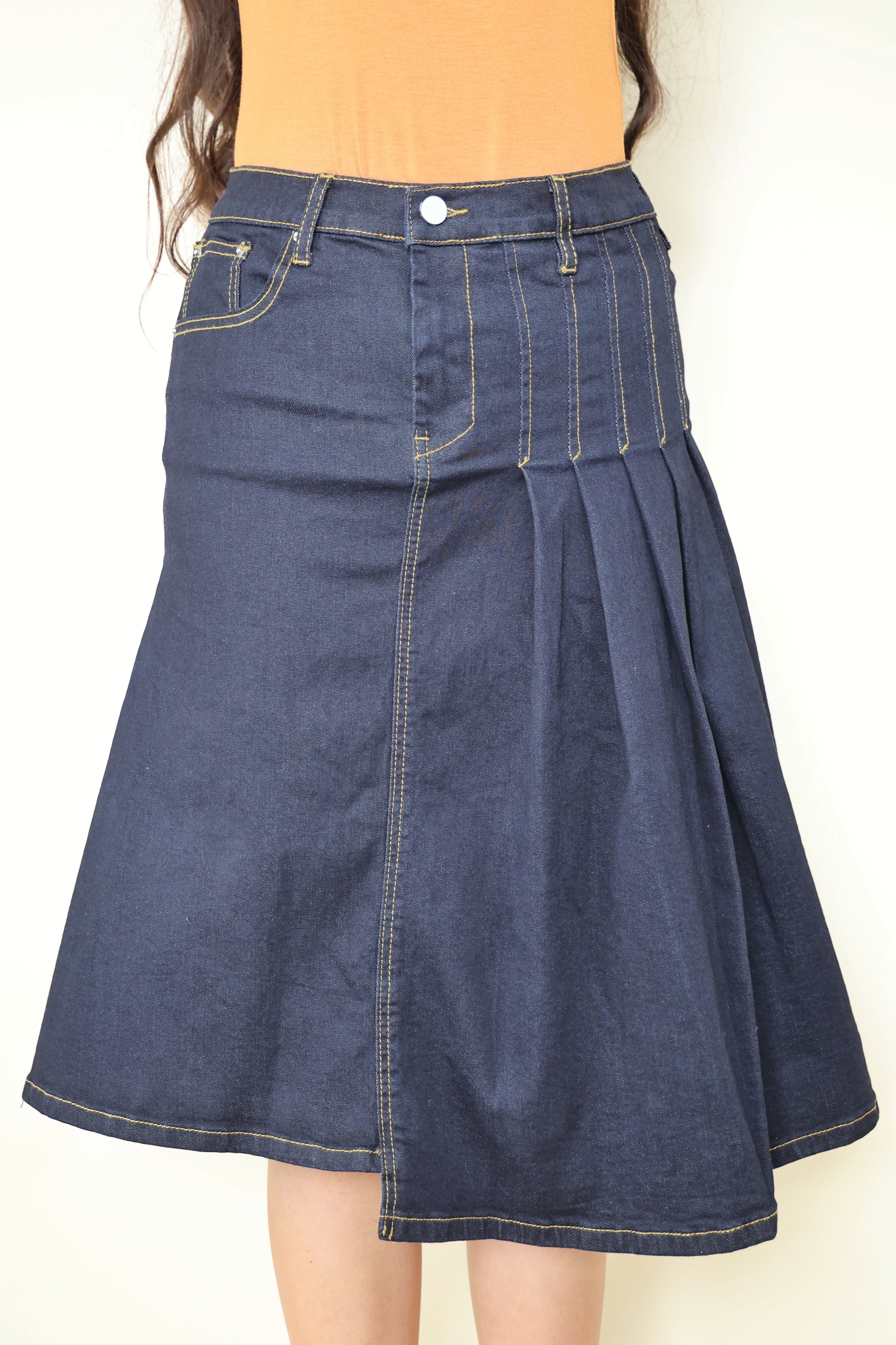 Blue denim skirt women's straight new slit fashion diamond lattice
